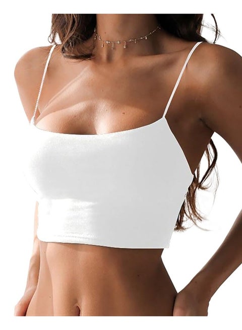 Women’s Sexy Spaghetti Strap Camisole, Y2K Tube Slim Fitted Yoga Cami Crop Top, Basic Tank Top, S